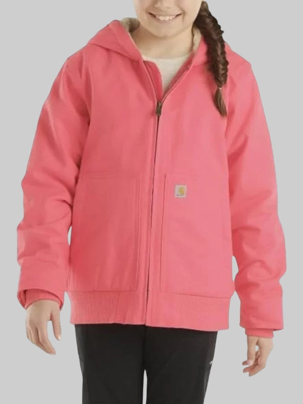 Womens Pink Carhartt Sherpa Lined Hooded Active Jacket