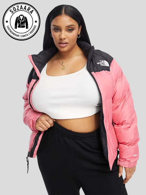 Womens Plus Size North Face Pink Puffer Jacket