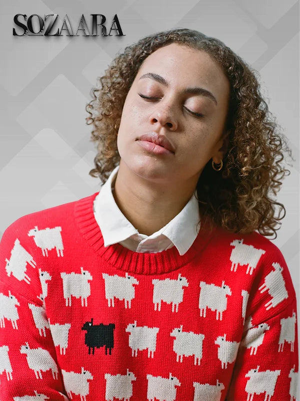 Womens Princess Diana Red Sheep Sweater E2 80 8B