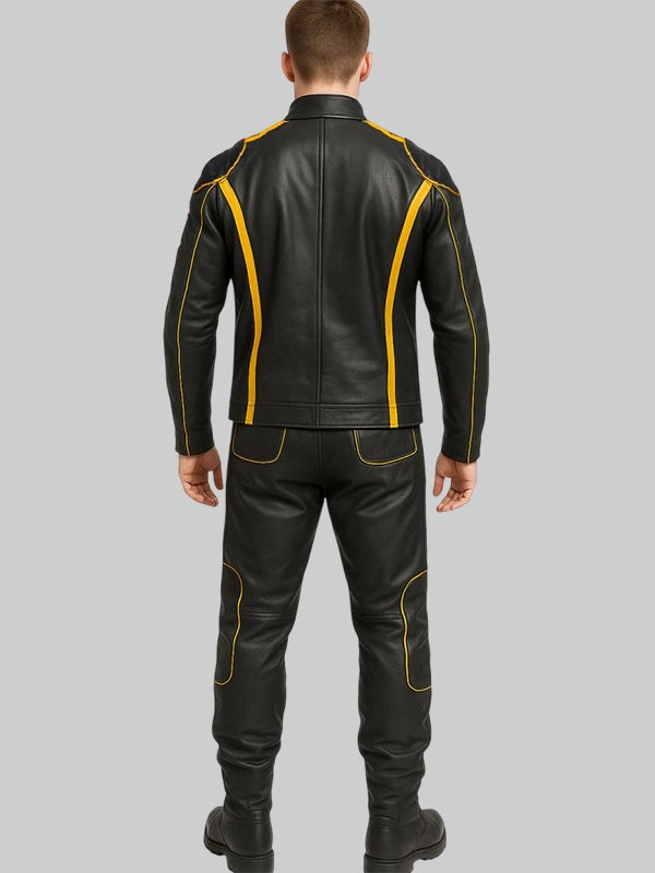 fall guy leather jumpsuit.