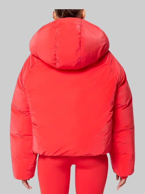 khy red hooded puffer jacket