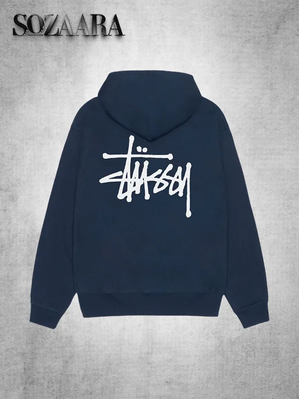 stussy hoodie basic Navy